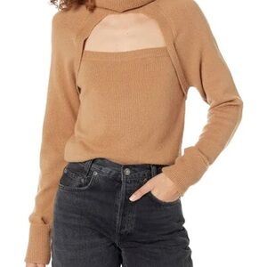 PAIGE Women's Cherise Sweater Turtle Neck Cropped Cutout Design Size: M